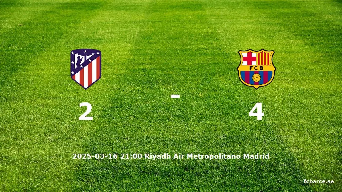 Atlético Madrid mot FC Barcelona tidslinje och laguppställning